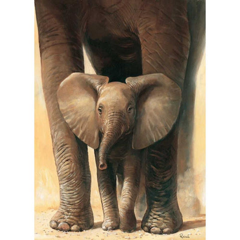 Elephant love II White Modern Wood Framed Art Print by Renee