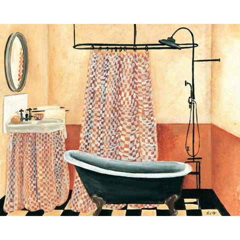 Bath time I Black Modern Wood Framed Art Print with Double Matting by Hedy