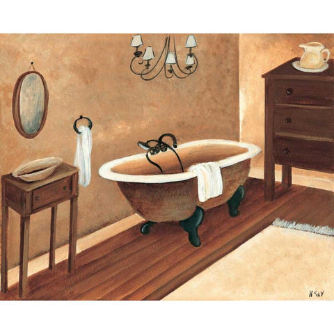 Calm bath I White Modern Wood Framed Art Print by Hedy