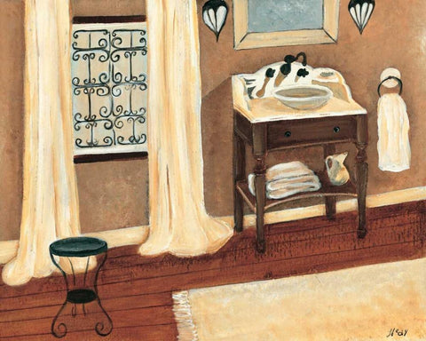 Calm bath II White Modern Wood Framed Art Print with Double Matting by Hedy