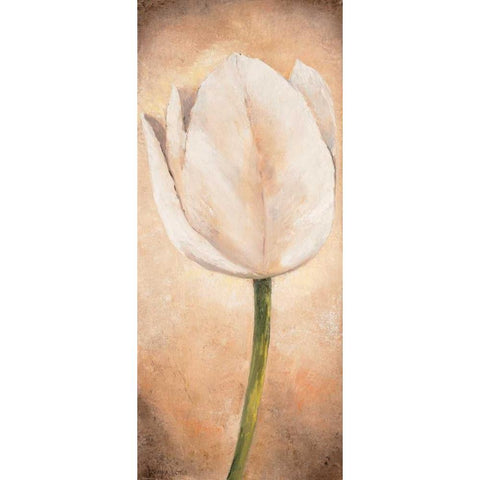 Tulip on beige I Black Modern Wood Framed Art Print with Double Matting by Lotus, Lenna