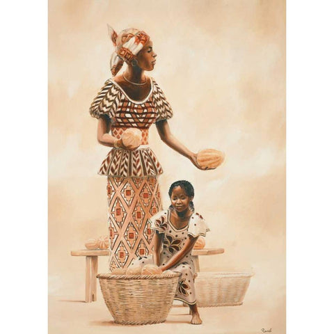 African life II Black Modern Wood Framed Art Print with Double Matting by Renee