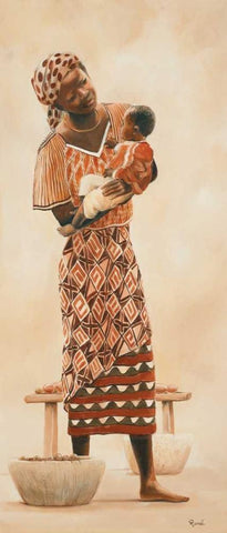 African life III Black Ornate Wood Framed Art Print with Double Matting by Renee