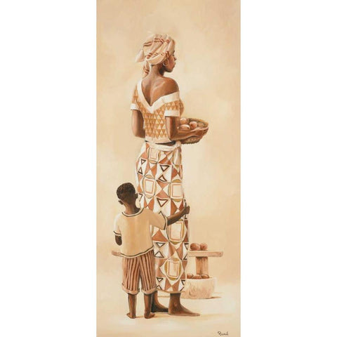 African family I Black Modern Wood Framed Art Print with Double Matting by Renee