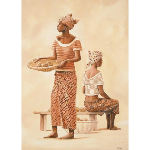 African family II White Modern Wood Framed Art Print by Renee