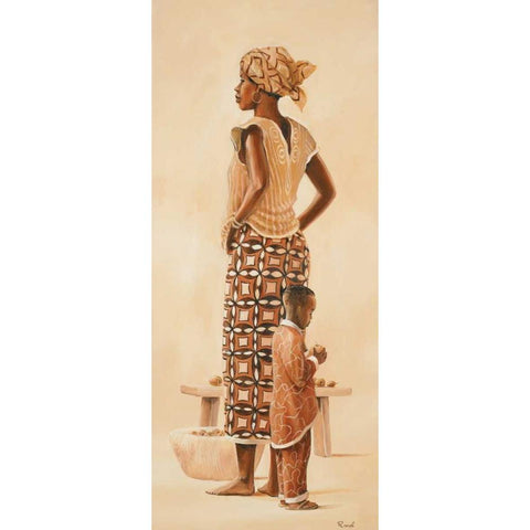 African family III Gold Ornate Wood Framed Art Print with Double Matting by Renee