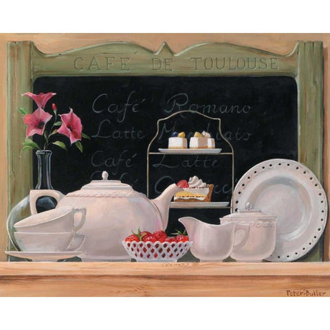 Cafe de Toulouse White Modern Wood Framed Art Print by Butler, Peter