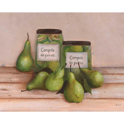 Pears White Modern Wood Framed Art Print by Hedy