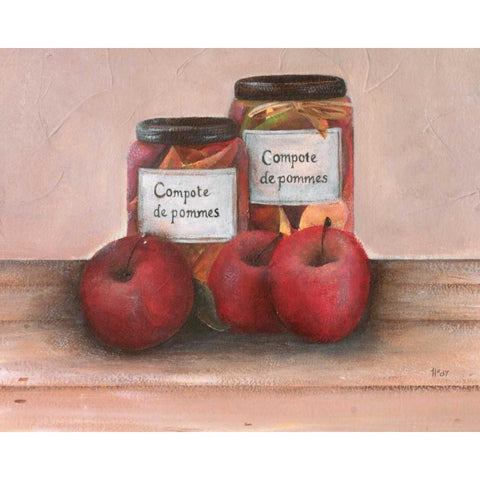 Apples White Modern Wood Framed Art Print by Hedy