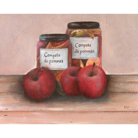 Apples Black Modern Wood Framed Art Print with Double Matting by Hedy