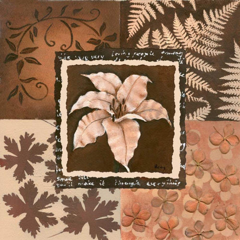 Flower in square III Black Ornate Wood Framed Art Print with Double Matting by Hedy