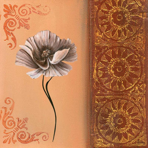 Flower with border VII Black Modern Wood Framed Art Print with Double Matting by Hedy