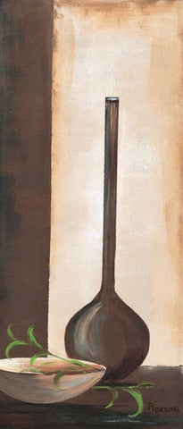 Brown vase I Black Ornate Wood Framed Art Print with Double Matting by Florenti, Isa