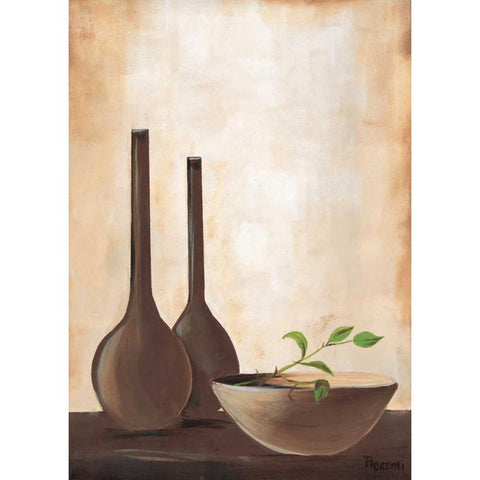 Brown vase II Black Modern Wood Framed Art Print by Florenti, Isa