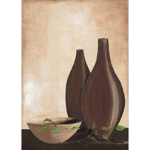 Brown vase IV White Modern Wood Framed Art Print by Florenti, Isa