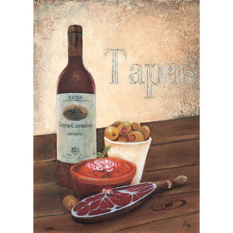 Tapas White Modern Wood Framed Art Print by Hedy