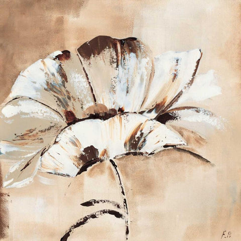 Flower in beige I Black Ornate Wood Framed Art Print with Double Matting by Florenti, Isa