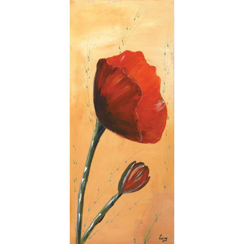 Red I Gold Ornate Wood Framed Art Print with Double Matting by Leny
