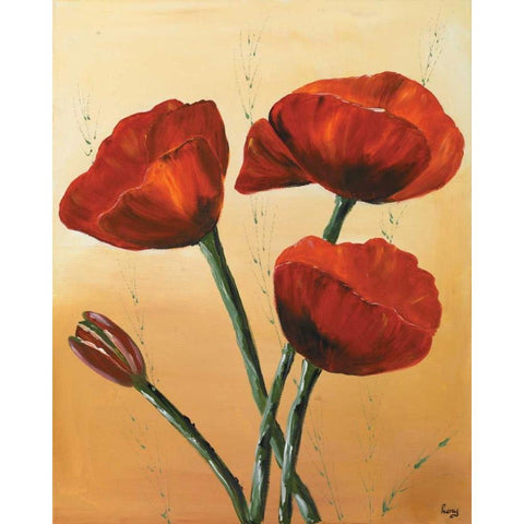 Red II Black Modern Wood Framed Art Print by Leny