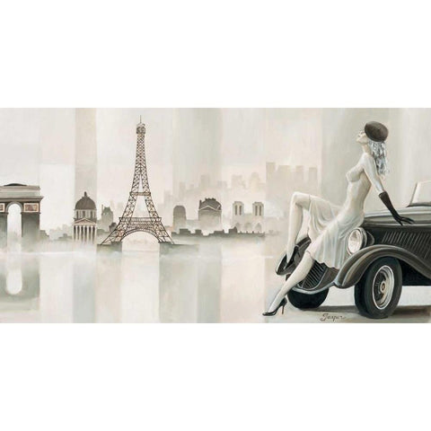 Thoughts of Paris White Modern Wood Framed Art Print by Jasper