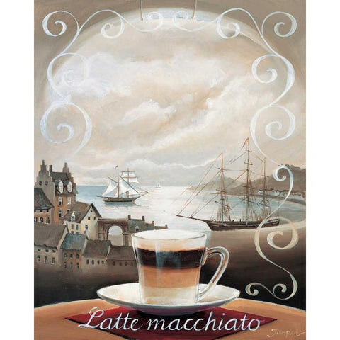 Latte Macchiato Gold Ornate Wood Framed Art Print with Double Matting by Jasper