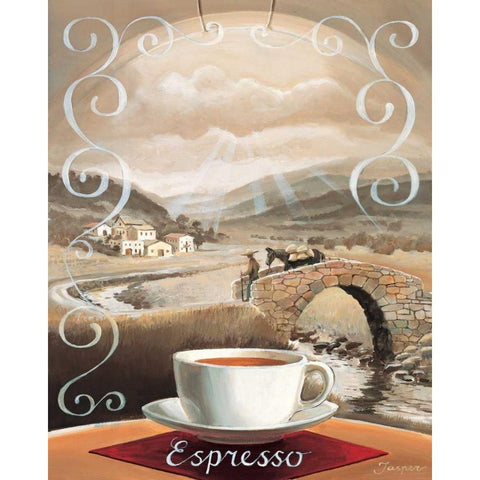 Espresso Gold Ornate Wood Framed Art Print with Double Matting by Jasper