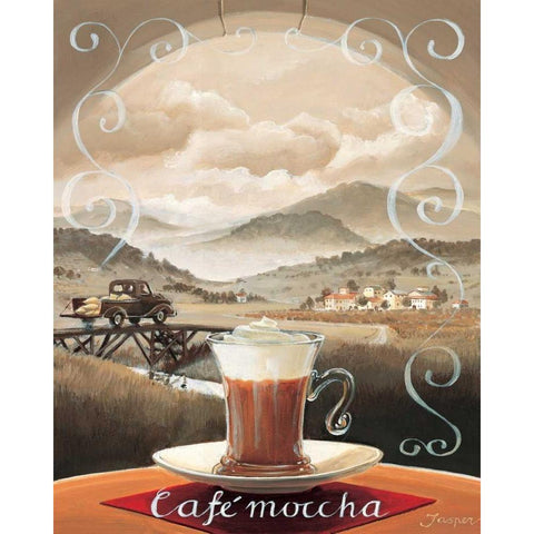 Cafe Moccha Gold Ornate Wood Framed Art Print with Double Matting by Jasper