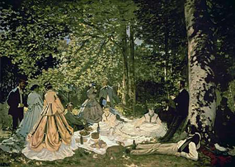 Luncheon on the Grass, 1865-66 White Modern Wood Framed Art Print with Double Matting by Monet, Claude