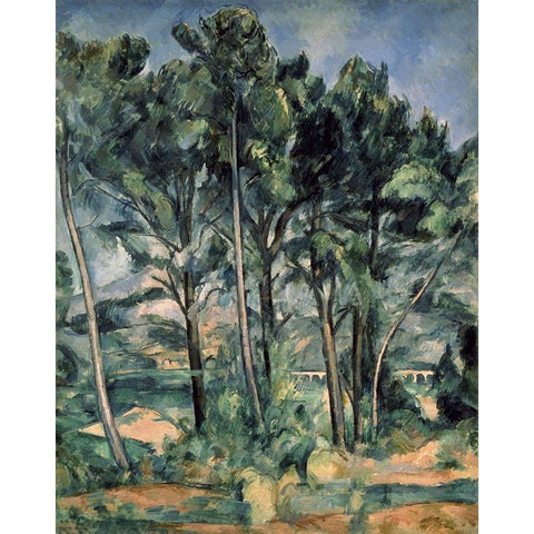 The Aqueduct (Montagne Sainte-Victoire Seen Throug Black Modern Wood Framed Art Print with Double Matting by Cezanne, Paul