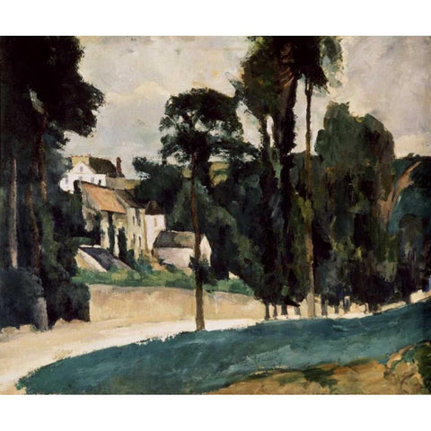 A Way In A Path Black Modern Wood Framed Art Print with Double Matting by Cezanne, Paul