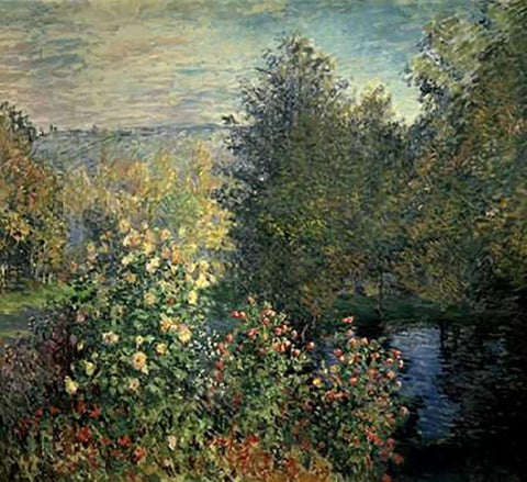 Quiet Corner in the Garden of Montgeron White Modern Wood Framed Art Print with Double Matting by Monet, Claude