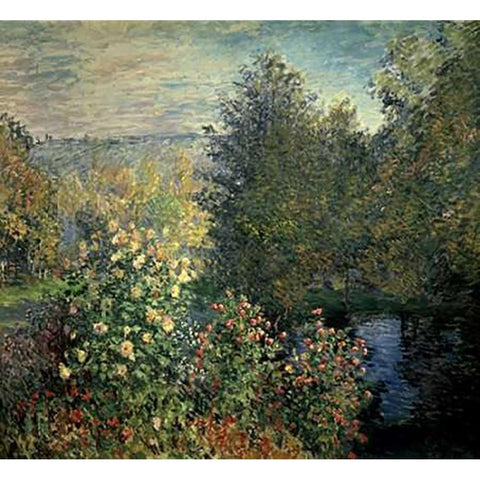 Quiet Corner in the Garden of Montgeron Black Modern Wood Framed Art Print with Double Matting by Monet, Claude