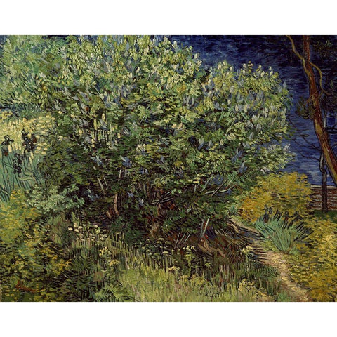 Lilac Bush, 1889 Gold Ornate Wood Framed Art Print with Double Matting by Van Gogh, Vincent