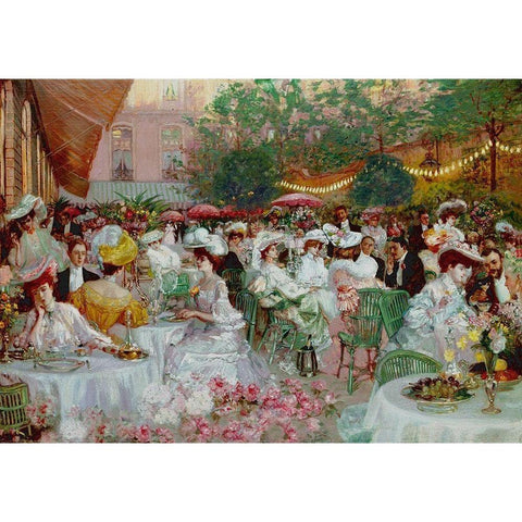 Le Diner A LHotel Ritz White Modern Wood Framed Art Print by Jeanniot, Pierre-Georges