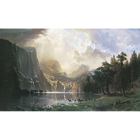 Sierra Nevada In California White Modern Wood Framed Art Print by Bierstadt, Albert