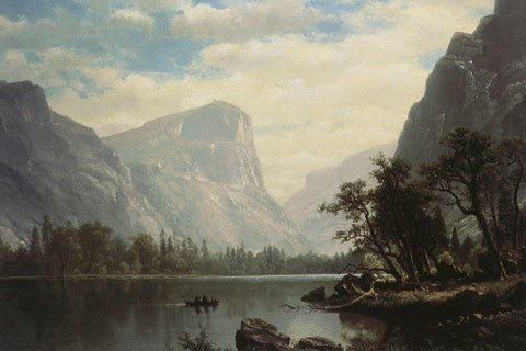 Mirror Lake Black Ornate Wood Framed Art Print with Double Matting by Bierstadt, Albert