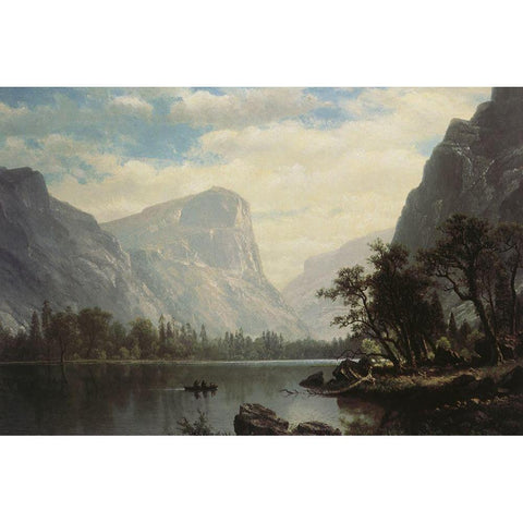 Mirror Lake Black Modern Wood Framed Art Print by Bierstadt, Albert