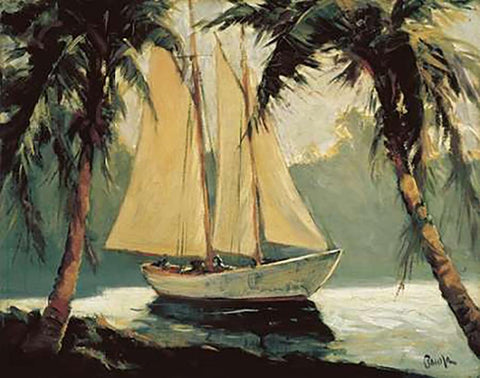 Sailboat, Santa Barbara White Modern Wood Framed Art Print with Double Matting by Pawla, Frederick