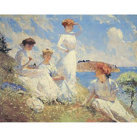 Summer White Modern Wood Framed Art Print by Benson, Frank Weston