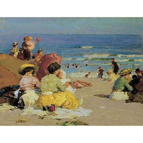 A Family Outing Gold Ornate Wood Framed Art Print with Double Matting by Potthast, Edward Henry