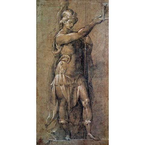 Roman God Mars Black Modern Wood Framed Art Print with Double Matting by Crespi