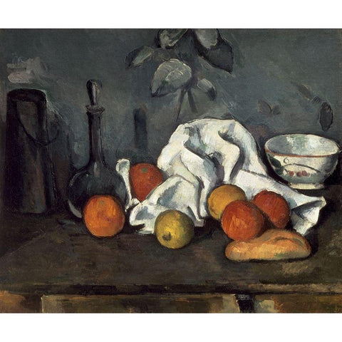 Fruits Black Modern Wood Framed Art Print with Double Matting by Cezanne, Paul