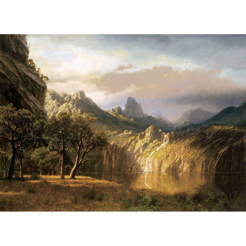 In The Valley Black Modern Wood Framed Art Print with Double Matting by Bierstadt, Albert