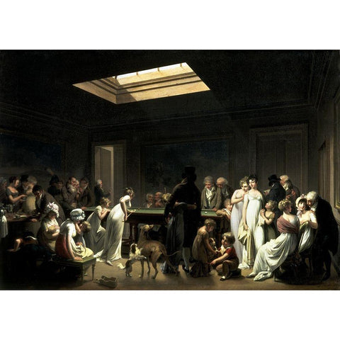 A Game Of Billiards White Modern Wood Framed Art Print by Boilly, Louis Leopold