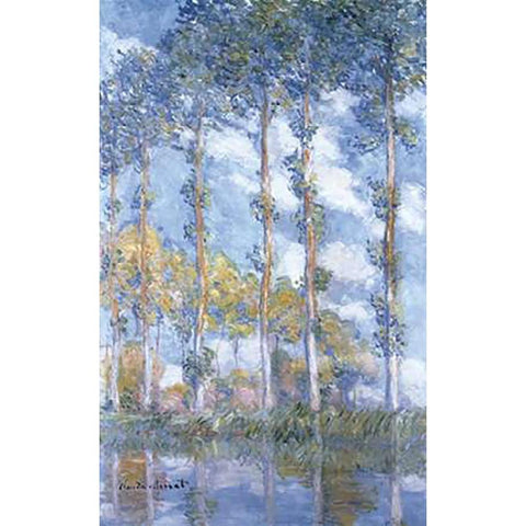 Les Peupliers White Modern Wood Framed Art Print by Monet, Claude