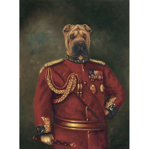 Major-General Woof Black Modern Wood Framed Art Print by Massy,