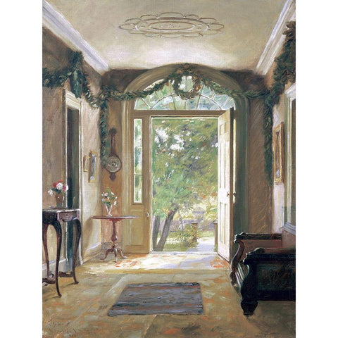 The Front Hall Black Modern Wood Framed Art Print with Double Matting by Birney, William Verplanck