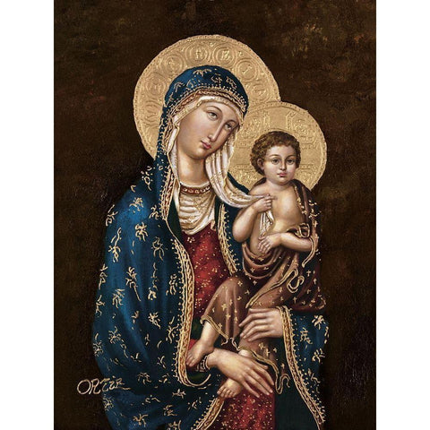 Madonna and Child Black Modern Wood Framed Art Print with Double Matting by Ortiz