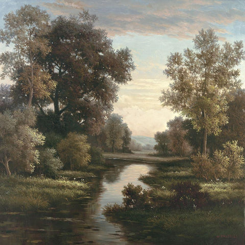 Tranquility I White Modern Wood Framed Art Print with Double Matting by Rosselli, Matteo