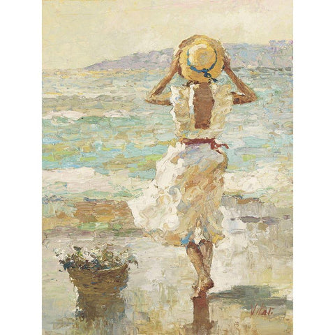 Seaside Summer I Gold Ornate Wood Framed Art Print with Double Matting by Vitali